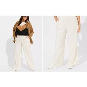 New NWT Torrid Studio White Wide Leg Pull On Casual Office Pants Size 3R